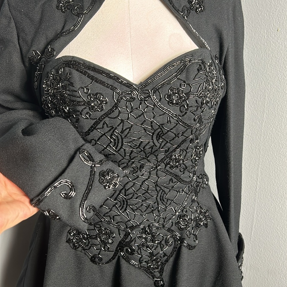 Vintage Cache Black Wool Jacket And Strapless Swe… - image 8